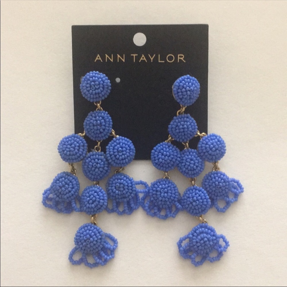 Ann Taylor large seed beaded statement earrings